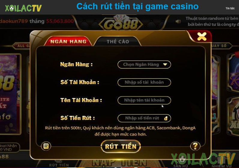 Cách rút tiền tại game casino